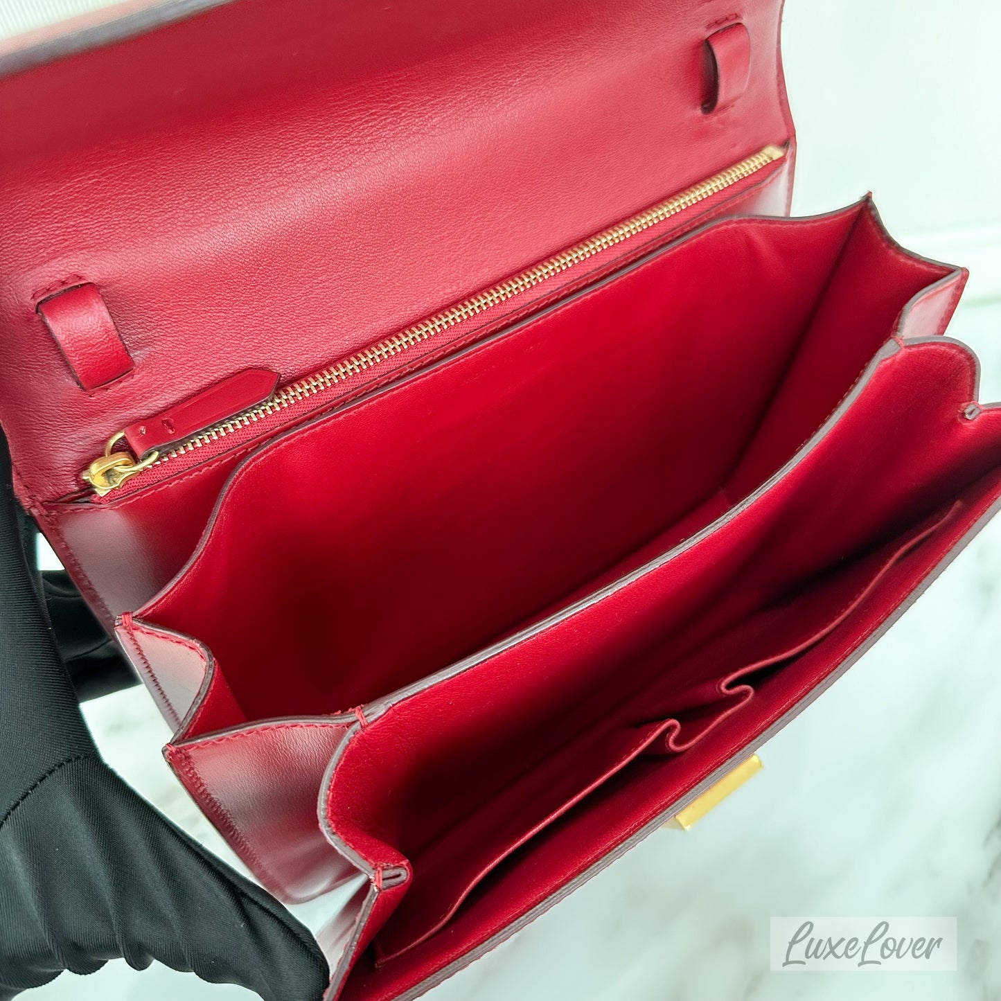 Celine Medium Box Bag in Red Calfskin and GHW