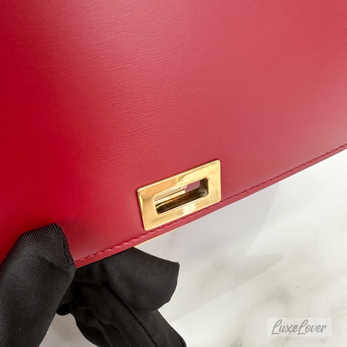 Celine Medium Box Bag in Red Calfskin and GHW