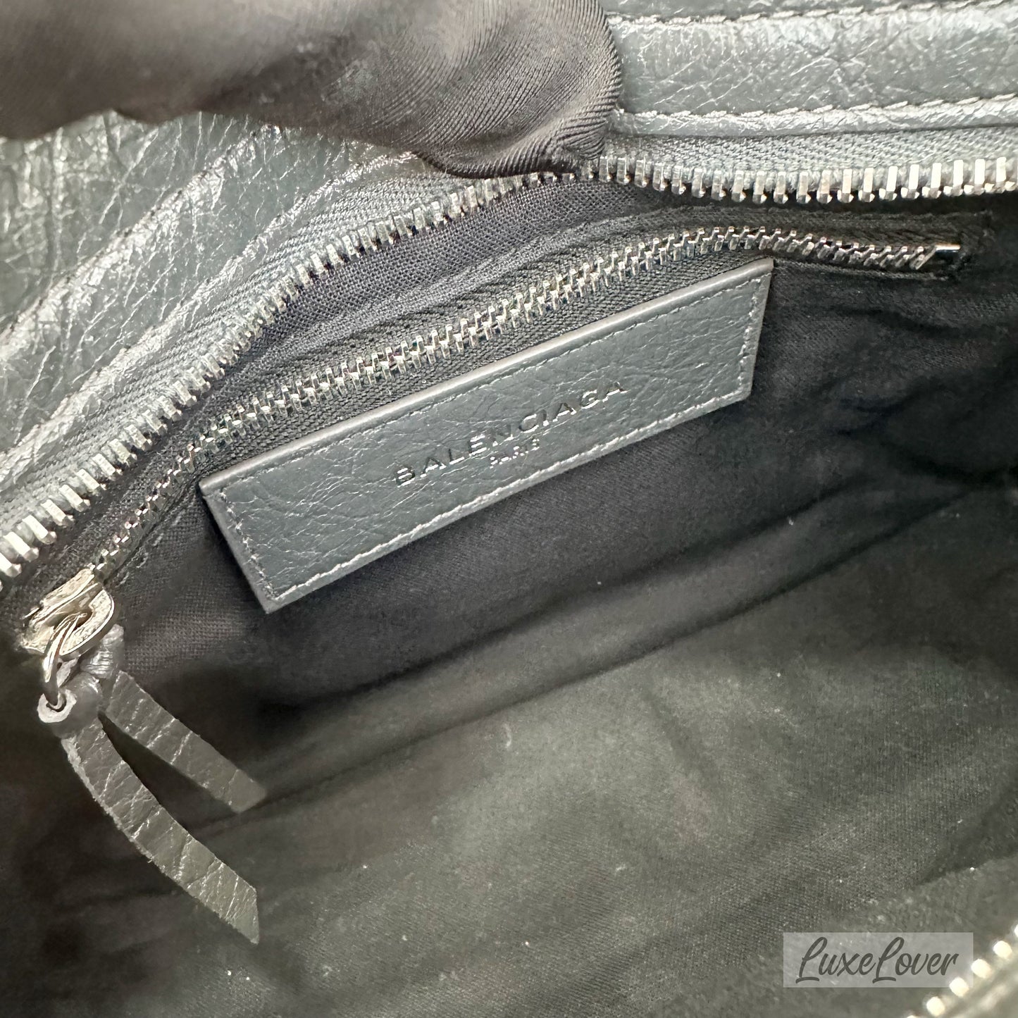 Balenciga Nano / Mini City Bag in Grey Distressed Leather and SHW