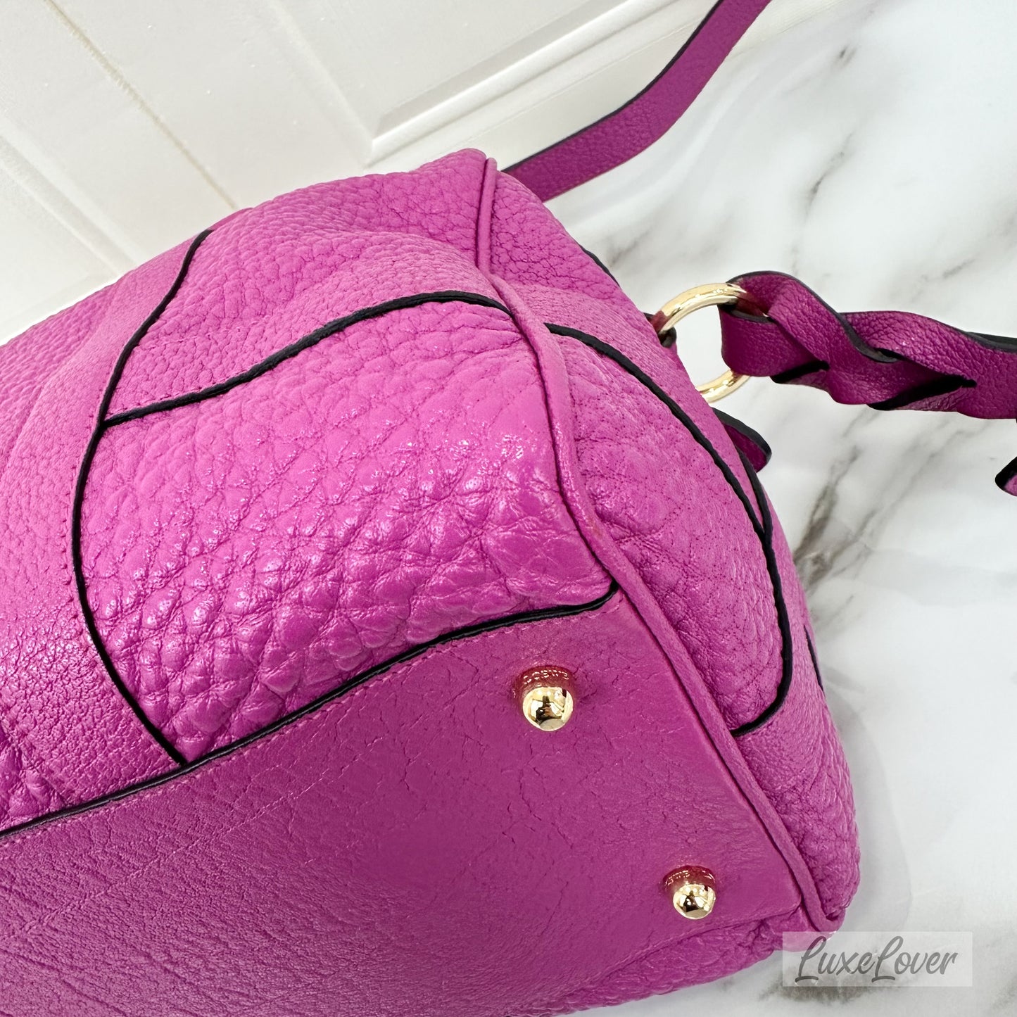 Loewe Paseo 30 in Bright Pink Calf Leather and GHW