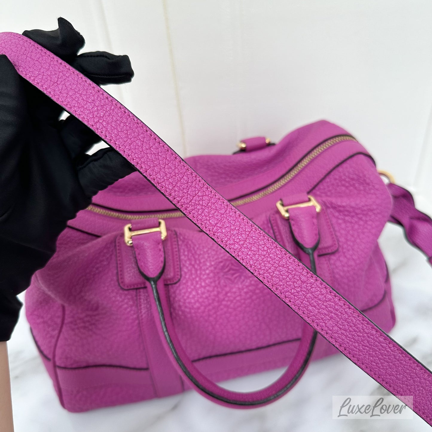 Loewe Paseo 30 in Bright Pink Calf Leather and GHW