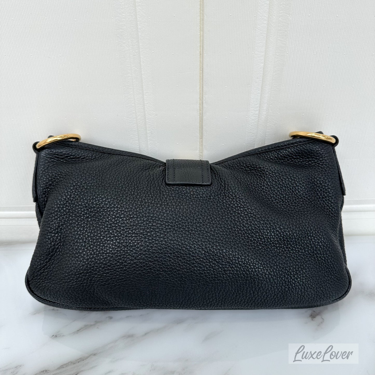 Miu Miu Shoulder Bag in Black Grained Calf Leather GHW