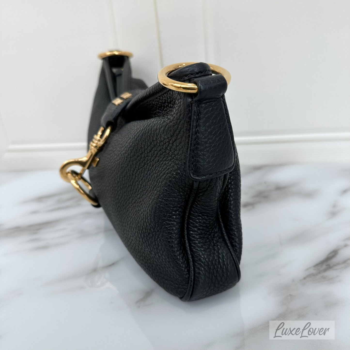 Miu Miu Shoulder Bag in Black Grained Calf Leather GHW