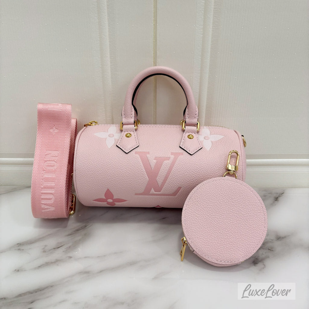 (Paynow: $1990) LV Papillon BB By the Pool Gradient Pink Empreinte Leather