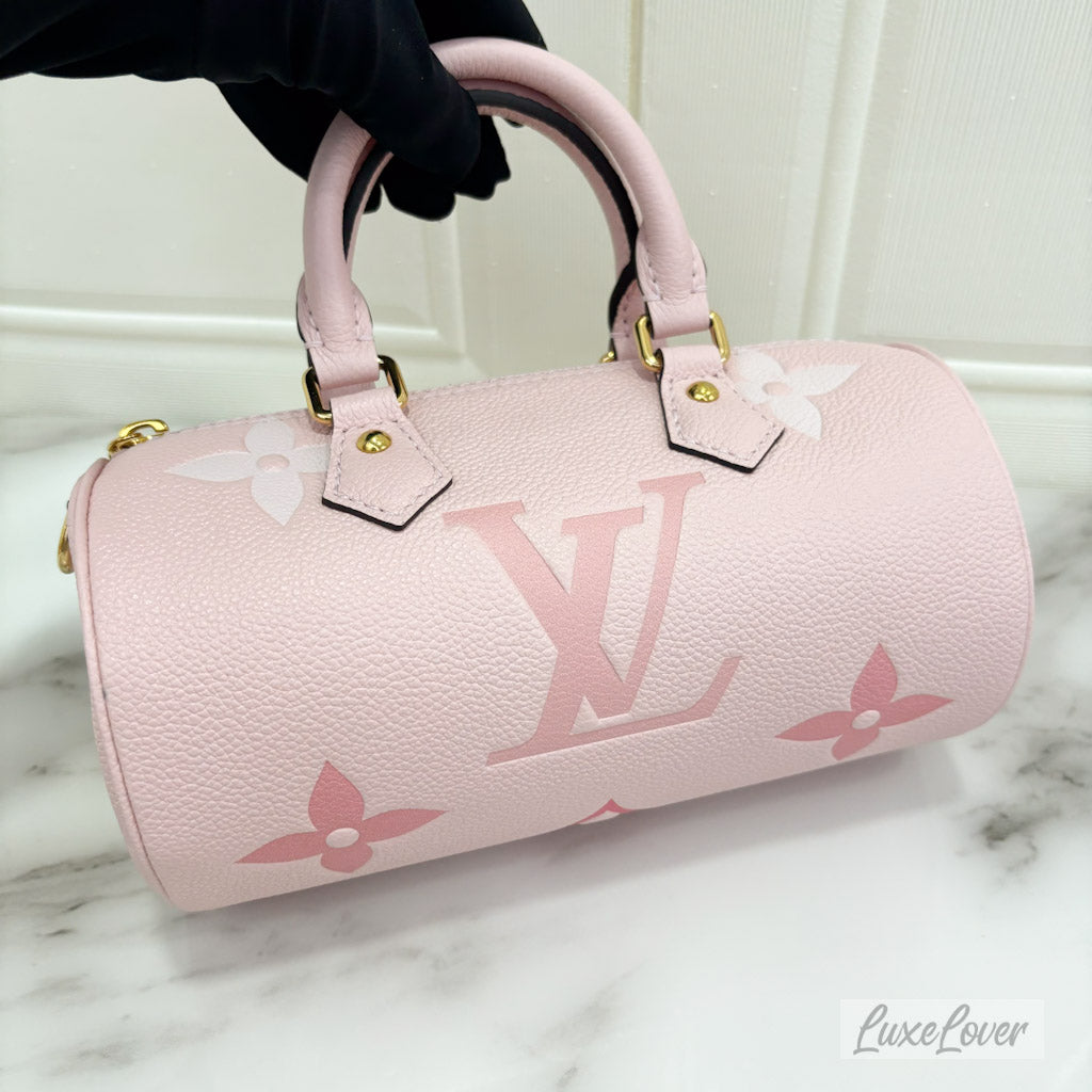 (Paynow: $1990) LV Papillon BB By the Pool Gradient Pink Empreinte Leather