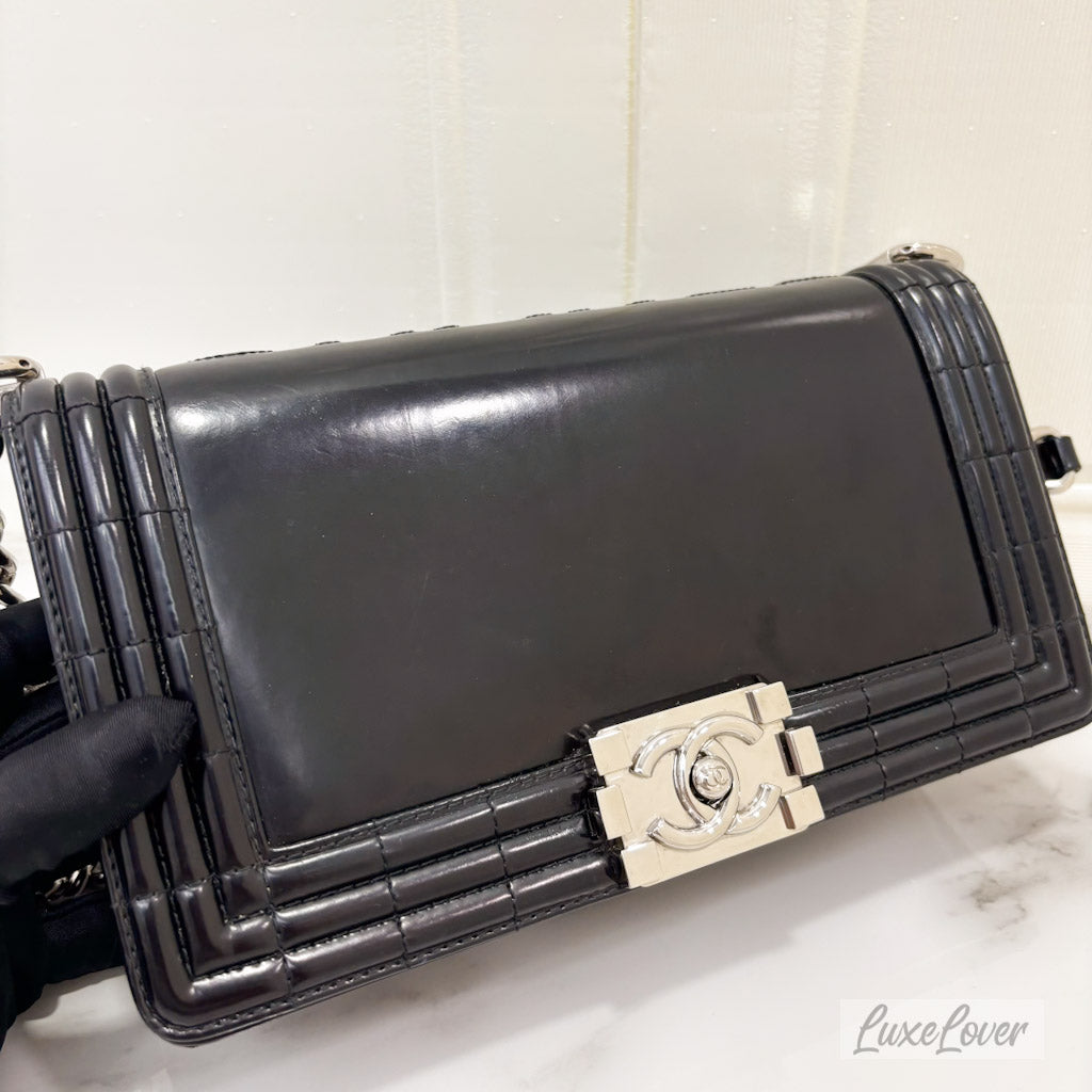 Chanel Medium Boy in Black Shiny Calfskin and SHW