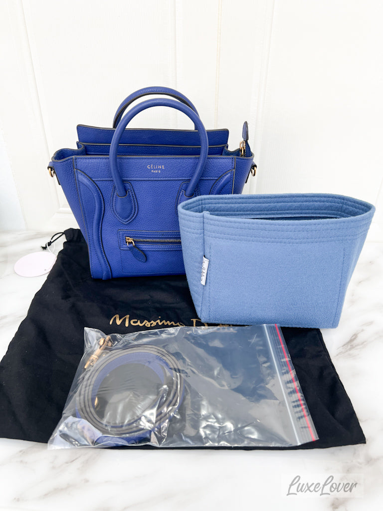 Celine Nano Luggage in Blue Grained Leather and GHW