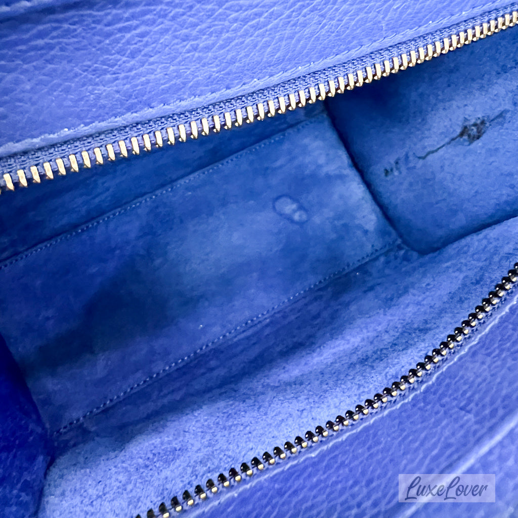 Celine Nano Luggage in Blue Grained Leather and GHW