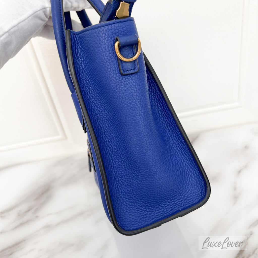 Celine Nano Luggage in Blue Grained Leather and GHW