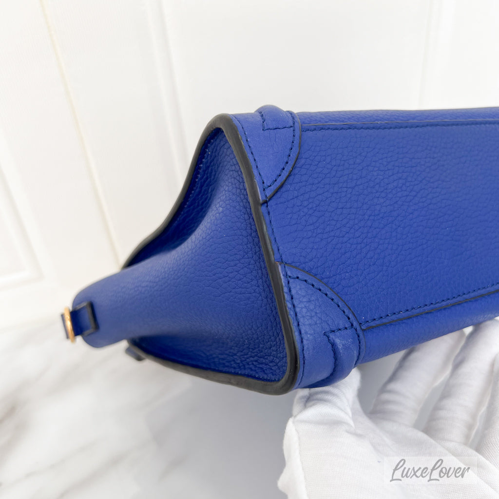 Celine Nano Luggage in Blue Grained Leather and GHW