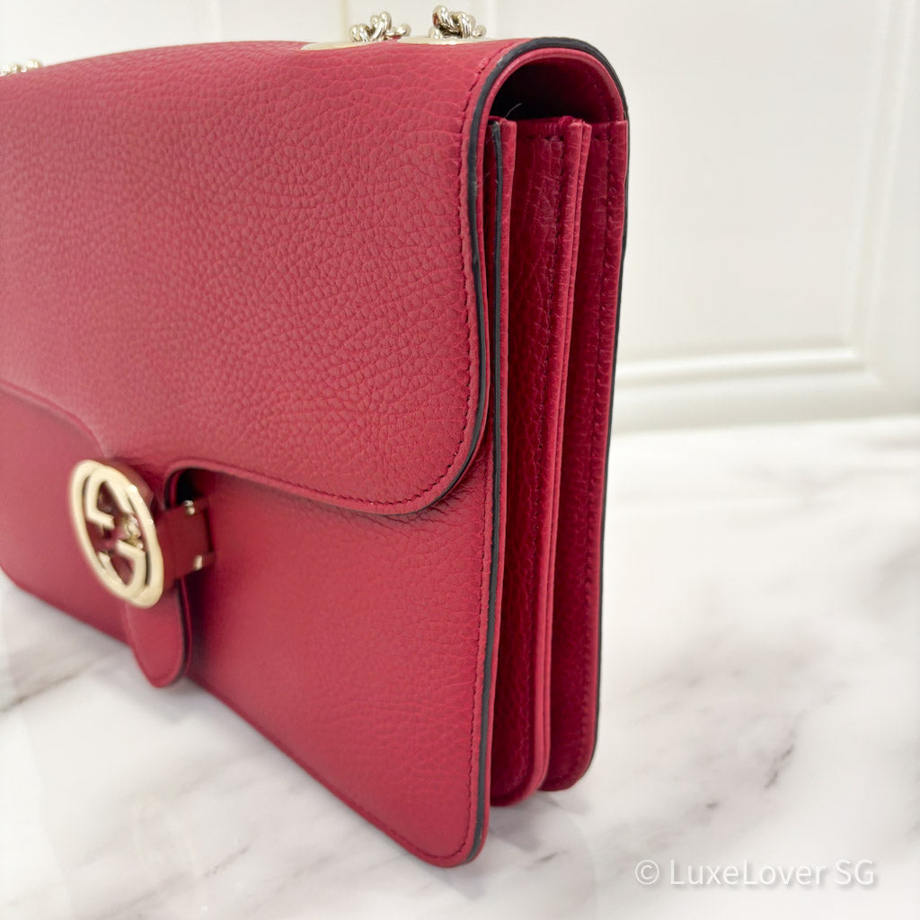 Gucci Interlocking G Shoulder Bag in Red Calfskin GHW