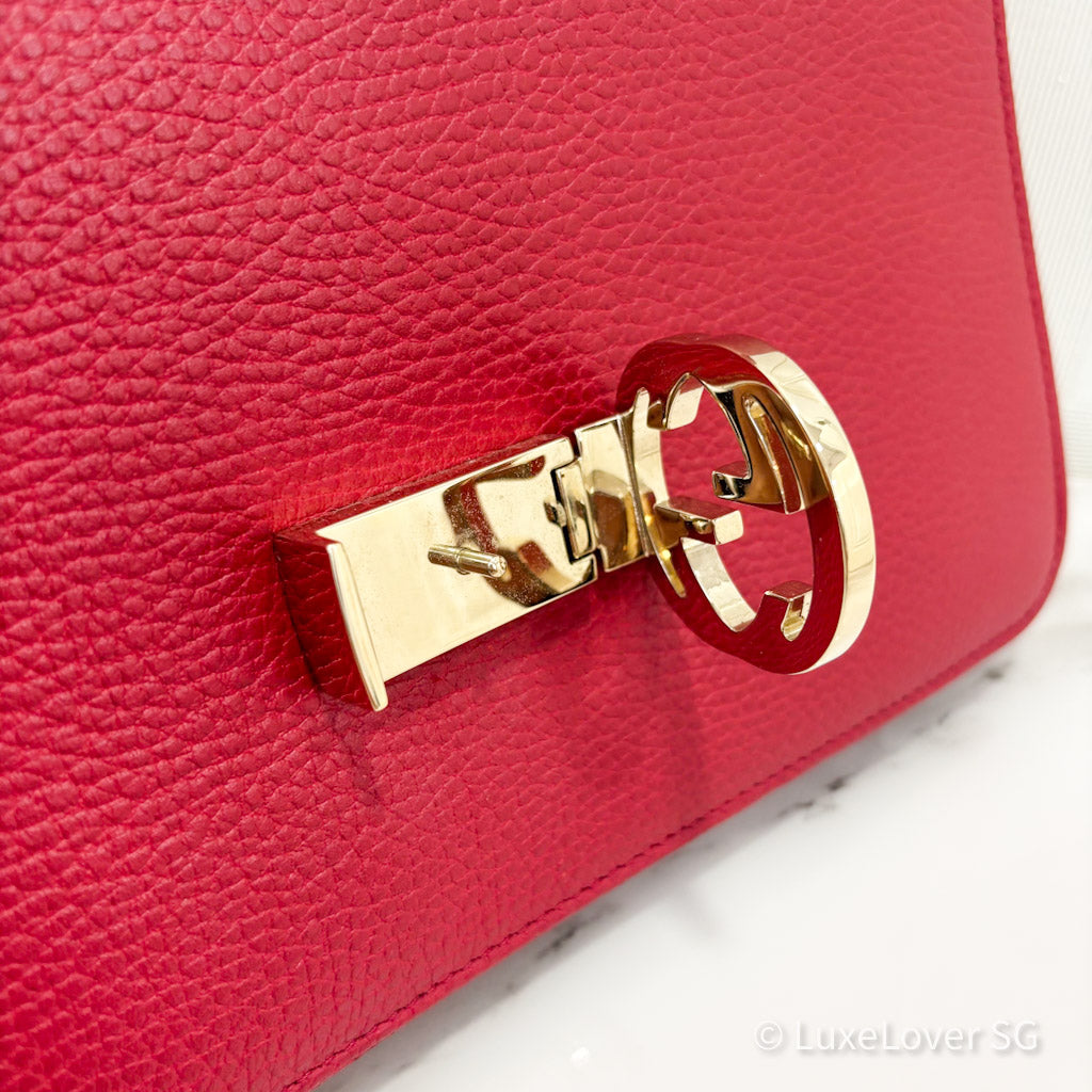 Gucci Interlocking G Shoulder Bag in Red Calfskin GHW