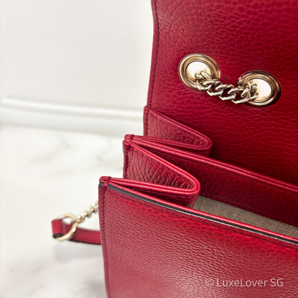 Gucci Interlocking G Shoulder Bag in Red Calfskin GHW