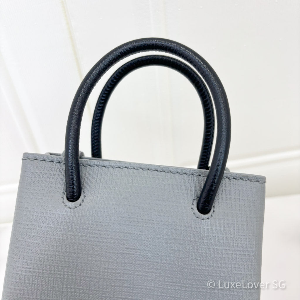 Balenciaga Mini Shopping Bag in Grey Leather and SHW