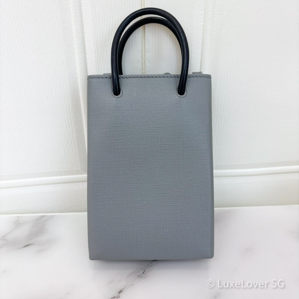 Balenciaga Mini Shopping Bag in Grey Leather and SHW