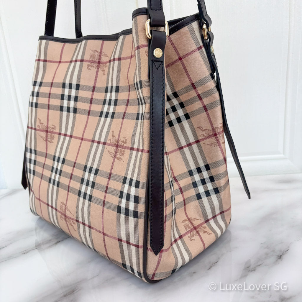 Burberry Haymarket Medium Canterbury Tote with Pouch Nova Check Coated Canvas