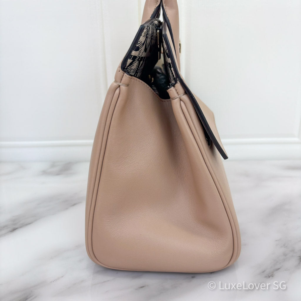 Salvatore Ferragamo Studio Bag in Almond Beige Calfskin and GHW