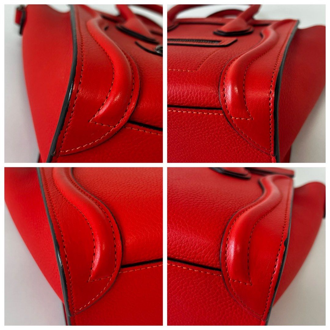 (PayNow$1290) Celine Nano Luggage Red Grained Calfskin