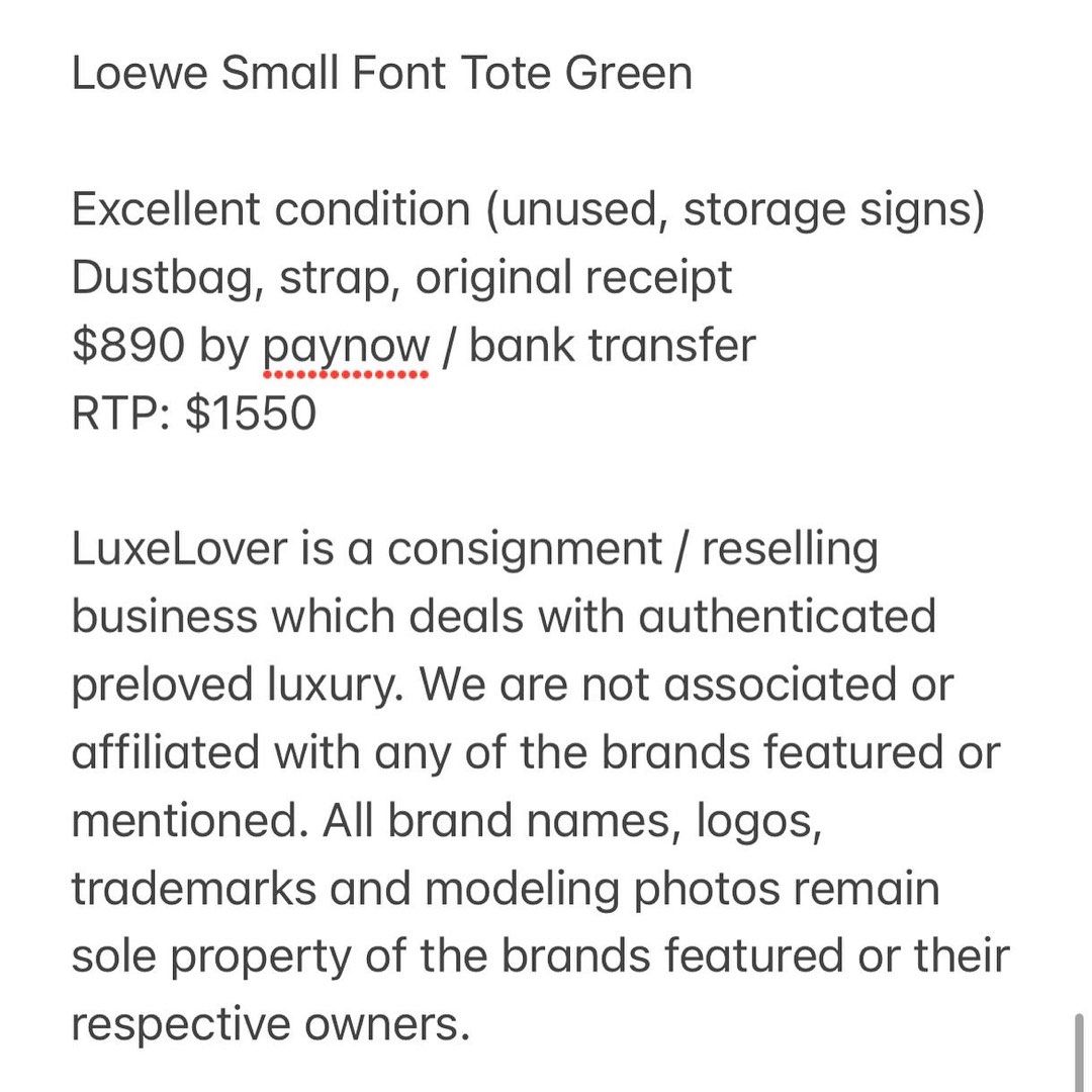 Loewe Small Front Tote Green